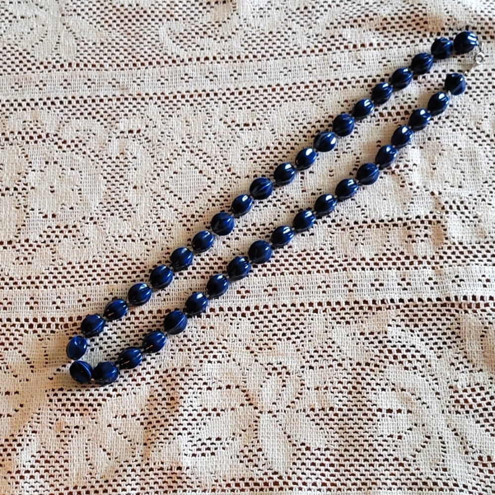 Navy blue beaded necklace
